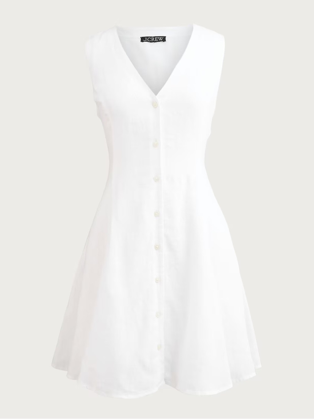 J. Crew White Sleeveless V-Neck Button-Front Dress - Picture 4 of 10
